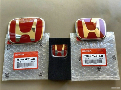 #ad 3pack Genuine Style Red Front Rear Steering Logo Emblem Badge For Accord 2018 23 $24.56