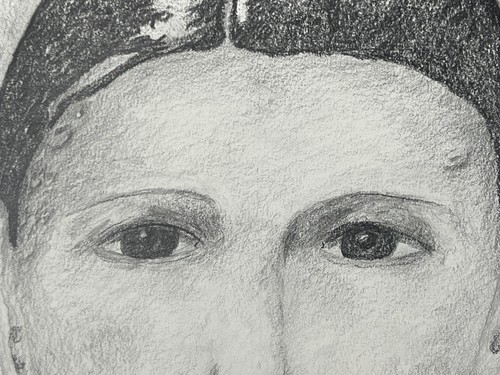 Graphite Pencil Drawing Semi-realistic Style Womens Face 15x22” Surreal Folk Art - Picture 10 of 13