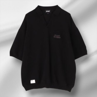 Schott B.S SS SKIPPER KNIT ブラック（B.S S/S SKIPPER KNIT