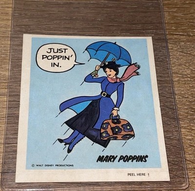 MARY POPPINS 1970s Walt Disney Productions Mickey Mouse Sticker Card RARE!!!
