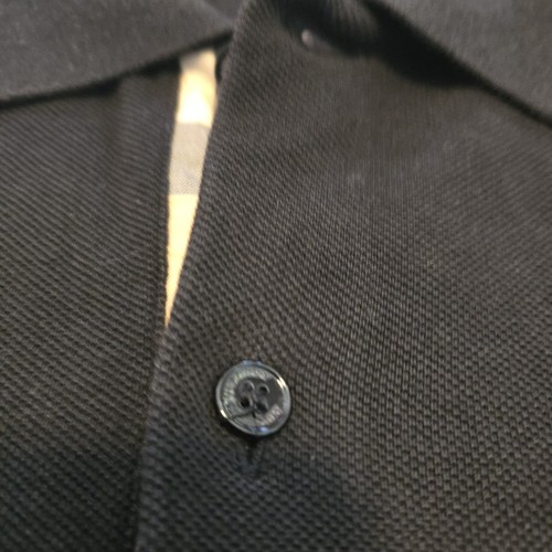 Burberry Nova Check Polo Shirt Mens Small Black Short Sleeve Buttons Logo Luxury - Picture 7 of 7