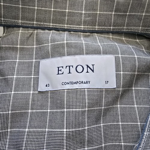 Eton Contemporary Oberhemd Herren XL 43 17 Knopfleiste Langarm grau kariert - Bild 5 von 9
