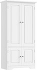 Tall Kitchen Cupboard 4 Doors Adjustable Shelves White Sideboard