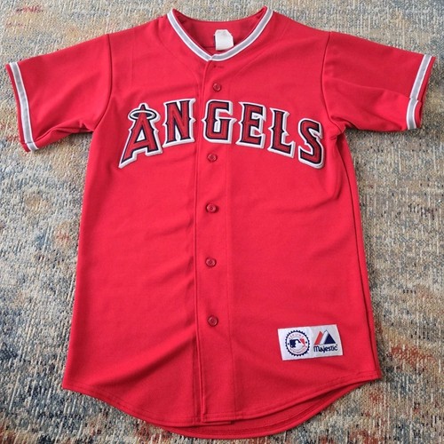 Vintage Y2K Majestic MLB Anaheim Angels  Jersey Men's Size Small Red Button Up - Picture 1 of 9