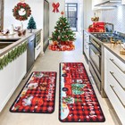 Christmas Kitchen Mats, Merry Christmas Kitchen Rugs Set of 2 - Red Black Buf...