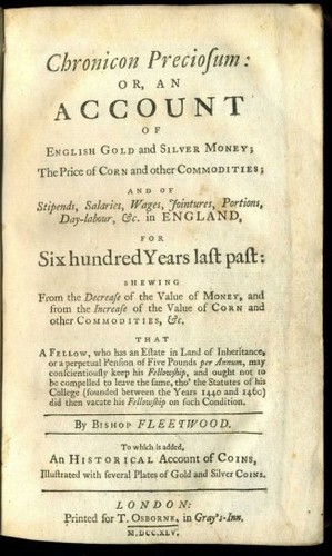 William FLEETWOOD CHRONICON PRECIOSUM An Account of English Money 2nd ed 1745 - Picture 2 of 2