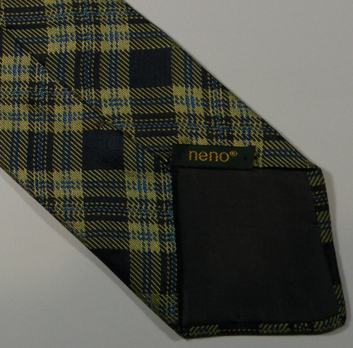 Blue Gold Plaid Silk Tie - Picture 4 of 6