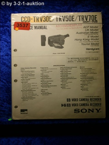 Sony Service Manual CCD TRV30E / TRV50E / TRV70E Video 8 Recorder (#3537)
