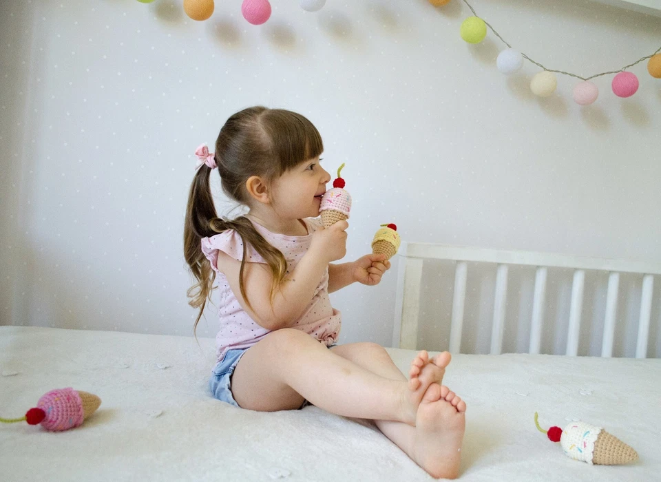Cono de helado juguete para bebé ganchillo niño niña jugar comida unisex recién nacido juguete ecológico Foto 2 de 4