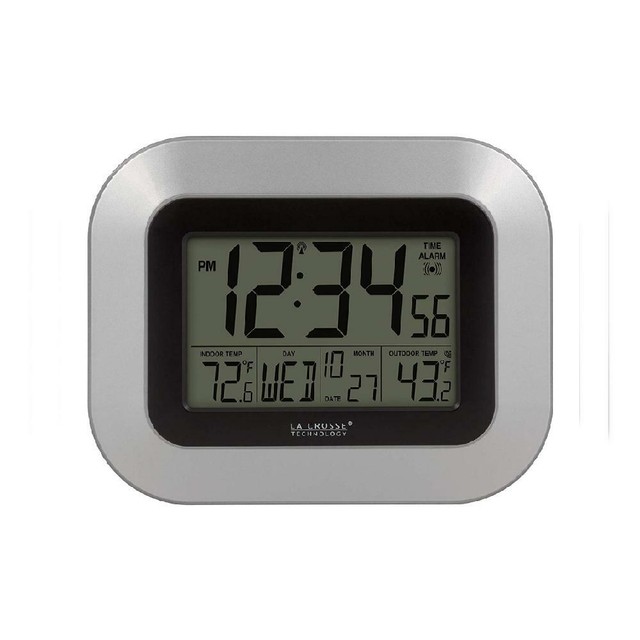 La Crosse Technology Atomic Digital Wall Clock Indoor and Outdoor Temperature