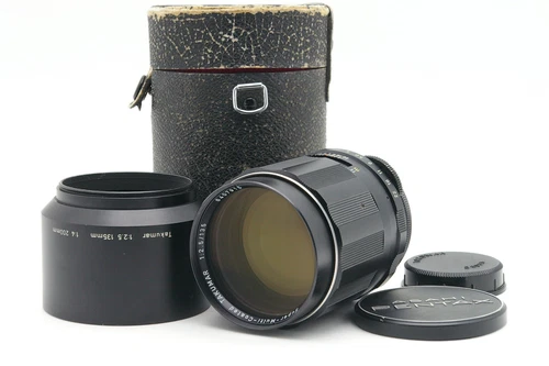 NEAR MINT 6 ELEMENTS PENTAX SMC TAKUMAR 135mm F/2.5 M42 MF LENS + Hood Caps Case