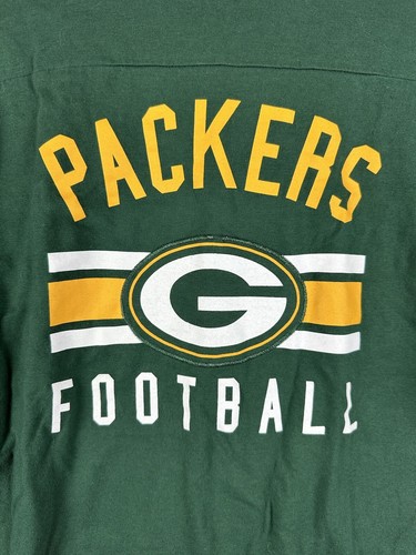 Green Bay Packers NFL Long Sleeve Shirt Stripes Green Gold Men’s Medium Majestic - Picture 2 of 5