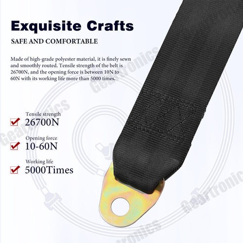 2 Point Universal Retractable Seat Belt Lap Sash Strap Buckle Kit For Mazda Cars - Picture 3 of 16