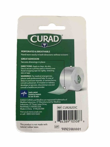 Lot of 20 Rolls ~Curad Tear-To-Fit Medical First Aid Tape - 1 Inch x 10 Yards - Picture 3 of 3
