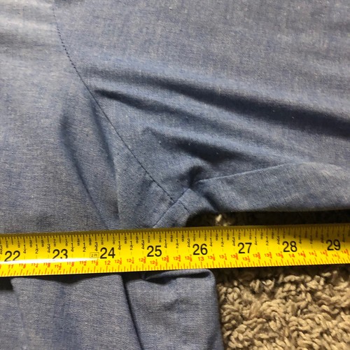 Roebucks Perma Prest Button Up Shirt Vintage 2XL or XXL Rockabilly Light Blue - Picture 7 of 9