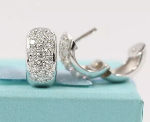 Men/Women's Huggie Hoop Earrings 1.50Ct Round Cut Moissanite 925 Sterling Silver - Picture 2 of 6