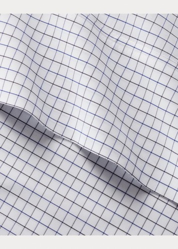 Ralph Lauren Organic Cotton Tattersall Flat Sheet 2 King Pillowcases Navy White - Picture 6 of 8