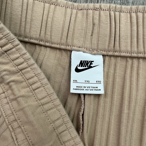 Nike Sportswear XXL 2XL Ribbed Knit Pants Tan Wide Leg Ankle Cropped - Picture 5 of 5