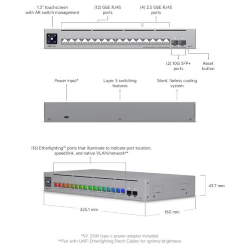 USW-Pro-Max-16 Ubiquiti UniFi Switch Pro Max 16 Port Non PoE - Picture 9 of 11