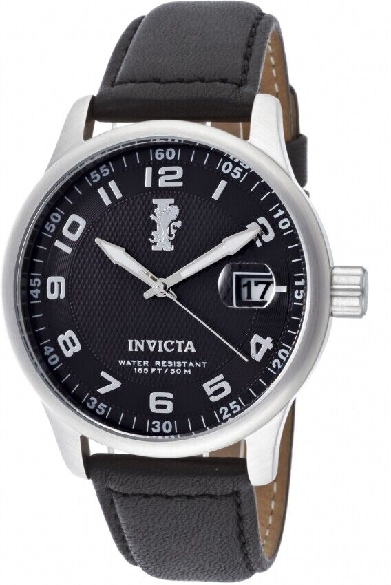 Invicta Men's 44mm I-Force Black Dial Analog Display Black Leather Watch 12822