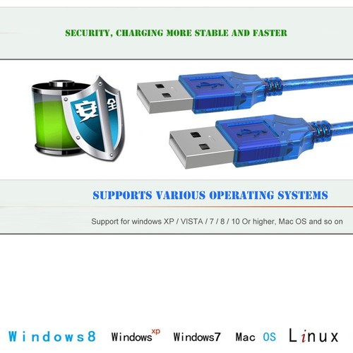 Webcam Camera USB 2.0 Cable Type A Male to Male Extension Line Data Cord - Photo 4/16