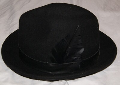 quartus by albertus q swanepoel black wool fedora w/ feather L large