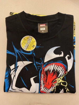 HUF x Marvel Venom Spiderman Black Tee sz M !! Vintage 90s