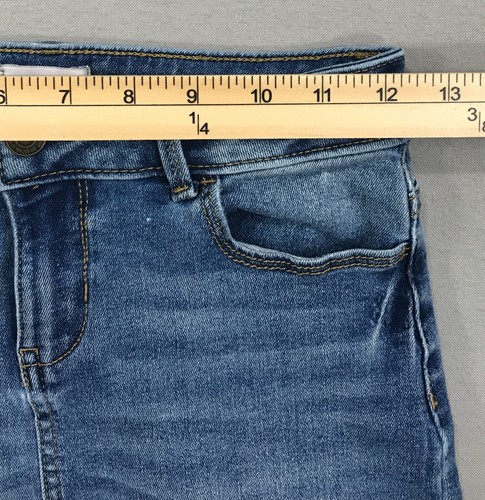 SO Jean Skirt Girl's 8 Blue Denim Mini Pockets Stretch Button Snap Medium Wash - Picture 8 of 9