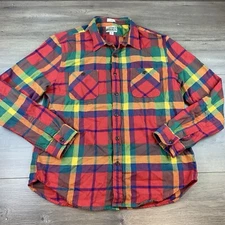 J Crew Mid-Weight Flannel Button Up Long Sleeve Shirt Men’s XL Multicolor Plaid