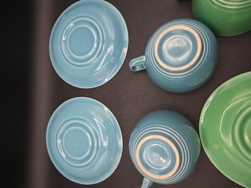 Lot 3 Homer Laughlin Mothers Carnival Oats 1930s Colors Cup Saucers - Picture 10 of 13