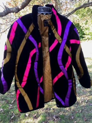 LONDON FOG Suede Vintage STRIPED RIBBON Fully Lined JACKET COAT Womens Sz MEDIUM - Picture 3 of 6