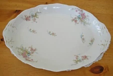 Vintage Syracuse China O.P.CO. SS Platter Pink Flowers Gold~  11 1/2" x 17 1/2"