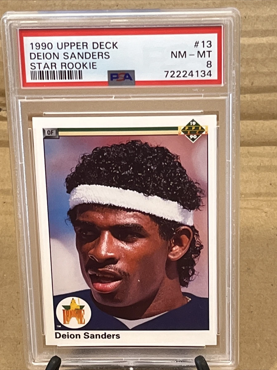 1990 Upper Deck Baseball Deion Sanders #13 Graded PSA 8 NM-MINT Star Rookie