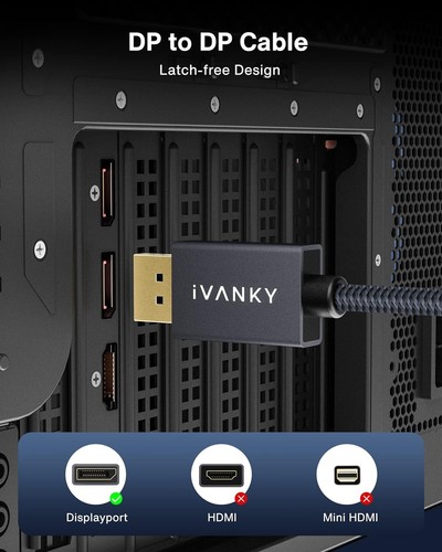 iVANKY DisplayPort to DisplayPort Cable 6.6ft 4K@60Hz Gold Plated - Picture 6 of 6