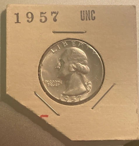1957 P 25c Washington Silver Quarter Coin UNC 90%