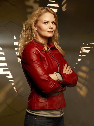 Chaqueta de cuero de oveja roja "ONCE UPON A TIME" Jennifer Morrison "Emma Swan" para dama - Imagen 2 de 6