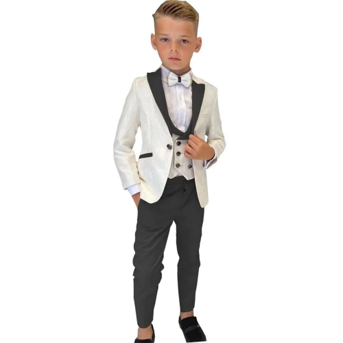 3-Piece Suits Boys Smart Stylish Boy's Tuxedo Formal Outfit Blazer Vest Pants - Picture 3 of 25