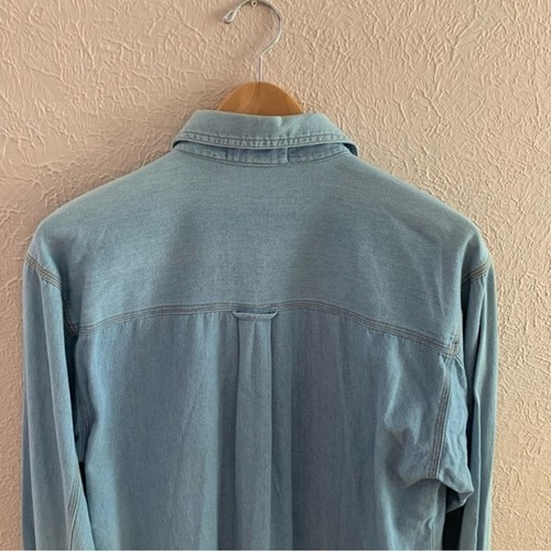 Vintage chambray button up with Cats appliqué Size Small Oversized - Picture 6 of 7
