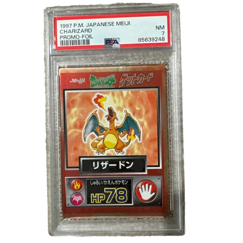 PSA 7 1997 Charizard Pokemon Japanese Meiji Promo Get Card Foil - Very Clean!