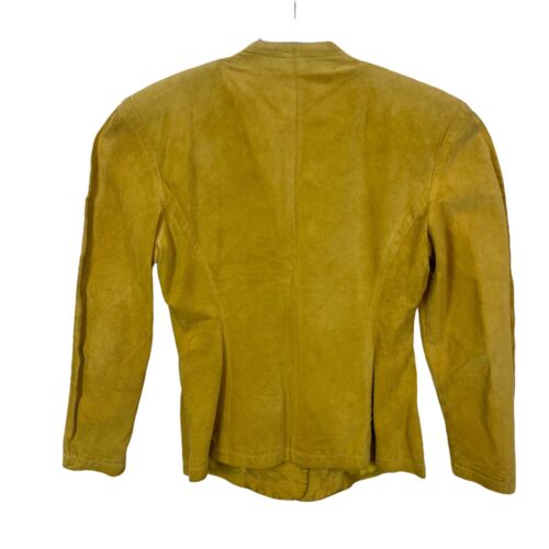 Suede Leather Blazer Jacket Womens Size M 80s Blazer Forenza Mustard Retro Chic - Picture 2 of 11