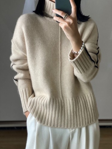 Kaschmir Pullover Damen locker verdickt Rollkragen Wolle Strickpullover Pulli - Bild 2 von 26