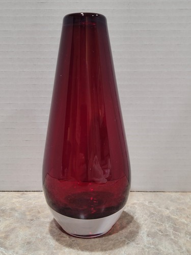 Vintage Ruby Red Hand Blown Glass Vase     J - Picture 2 of 10