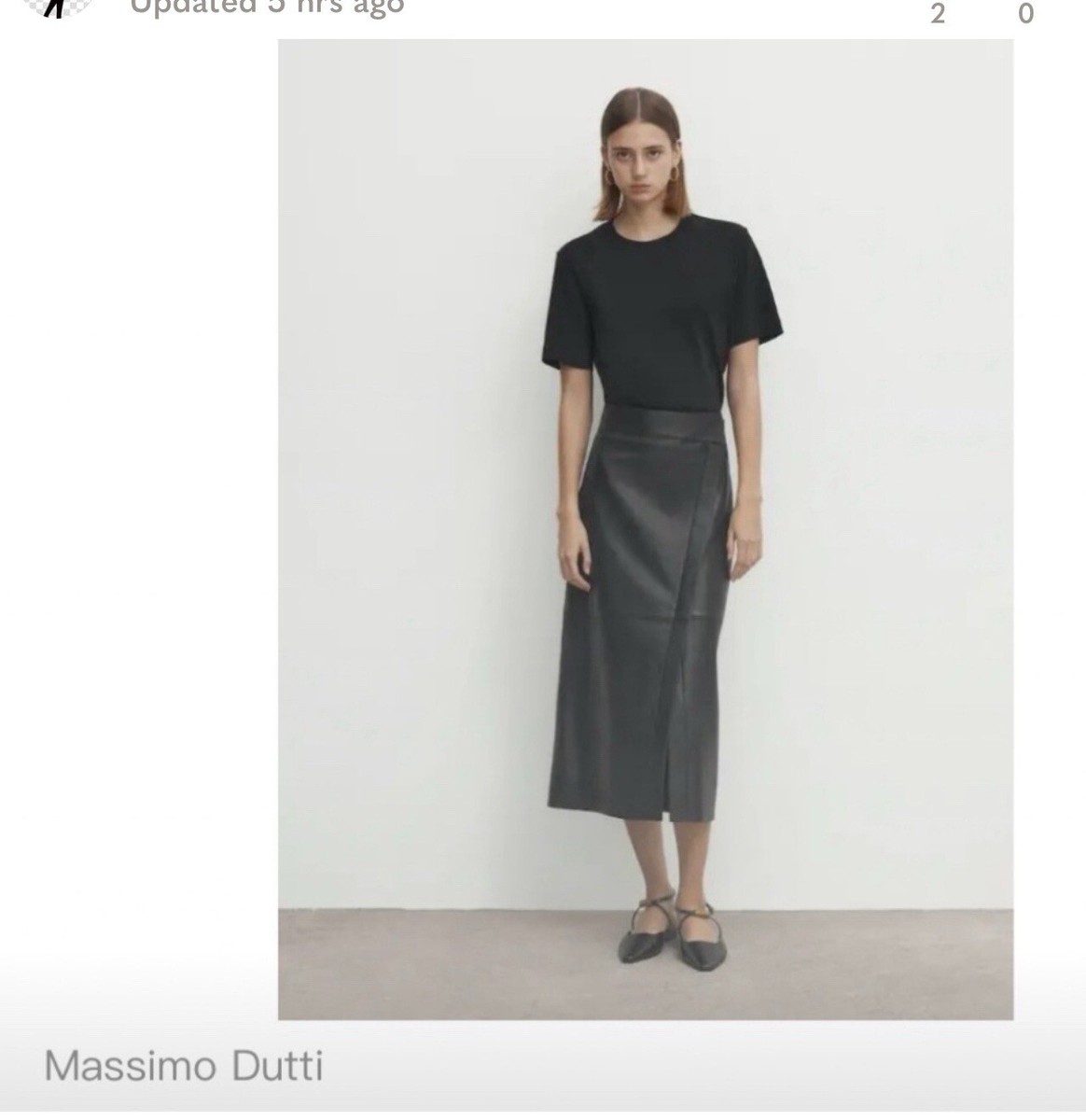 Massimo Dutti Black 100% Leather Midi Skirt NEW | eBay