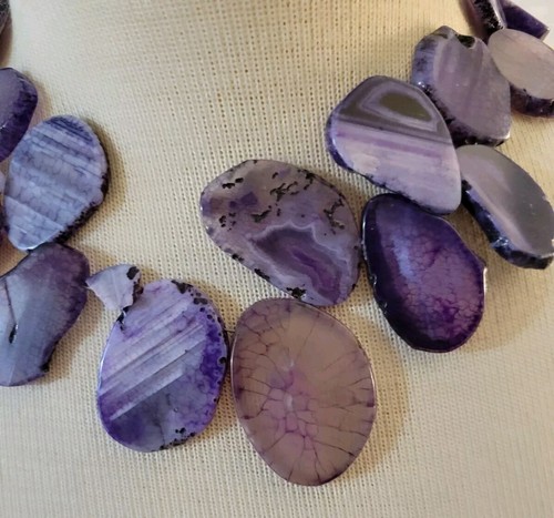 Barse 925 Sterling Silver Purple Dyed Agate Statement Necklace - Picture 2 of 8