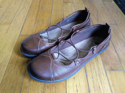 Earth Origins London Women's Comfort Shoes Slip Ons Welltek Leather Brown SZ 7