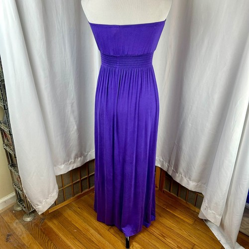 NEW Y2K Christina Love Strapless Maxi Dress Women Medium Purple Jersey Knit - Picture 6 of 11