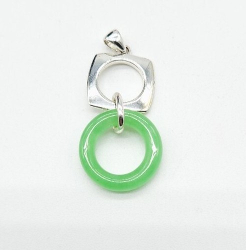 Vintage 925 sterling 3 piece set Earrings and necklace pendant jade green dangle - Picture 6 of 10