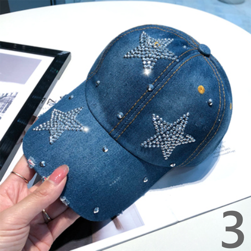 Baseballmütze Damen verstellbar Denim Jeans Outdoor Sonnenhüte Strass Freizeithut - Bild 22 von 25