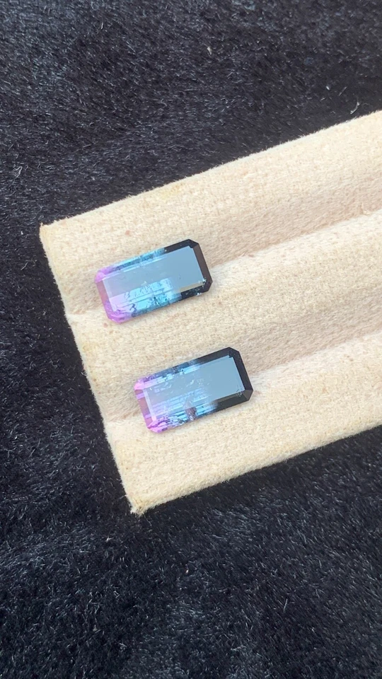 5.19 CRT Natural Faceted Tricolour Tourmaline Pair - Image 2 of 4