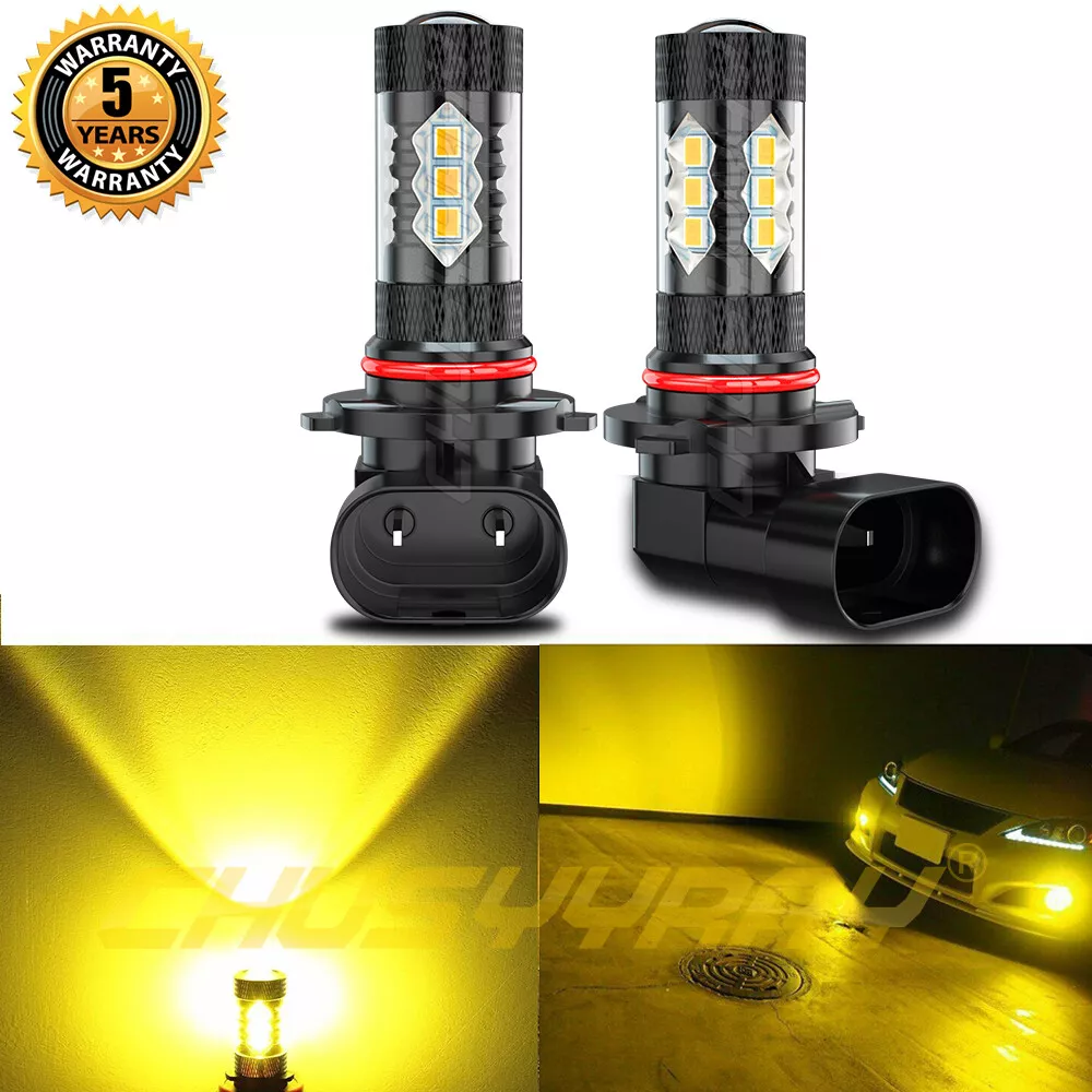 Pair LED Fog Light Bulbs 9145 9140 H10 Amber 3000K yellow Driving